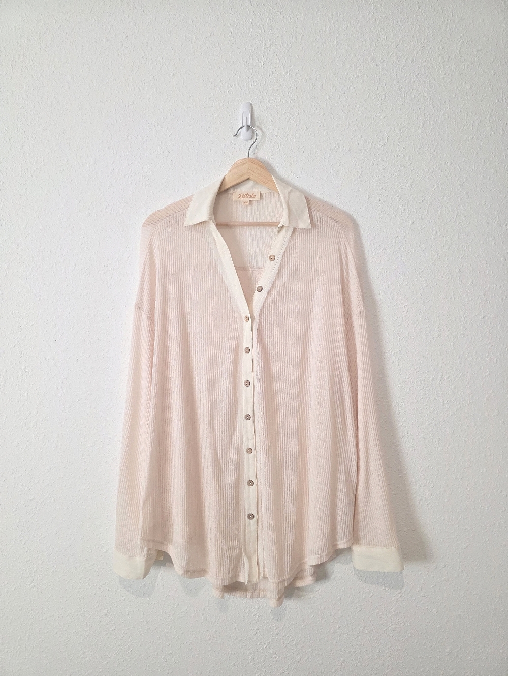 Listicle Cream Oversized Button Up Shirt XL